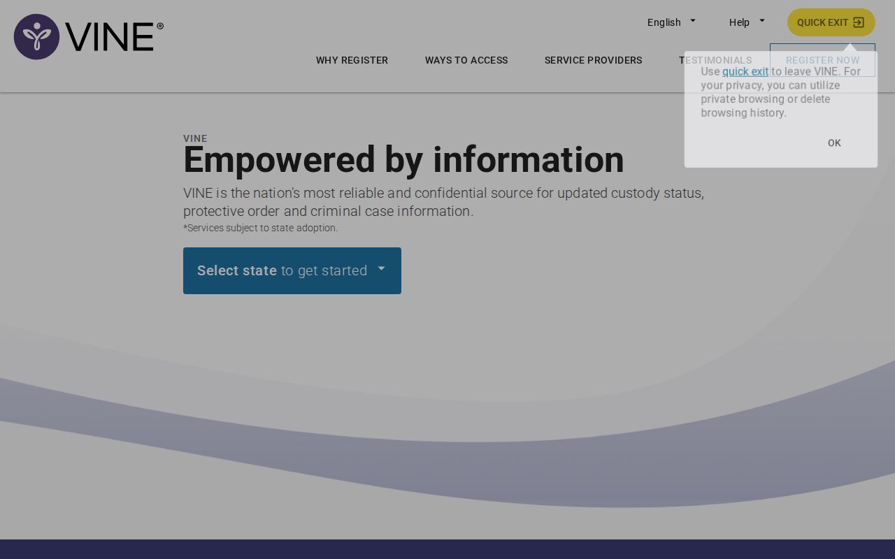 Virginia VINE status alerts for Rockbridge Regional Jail custody records