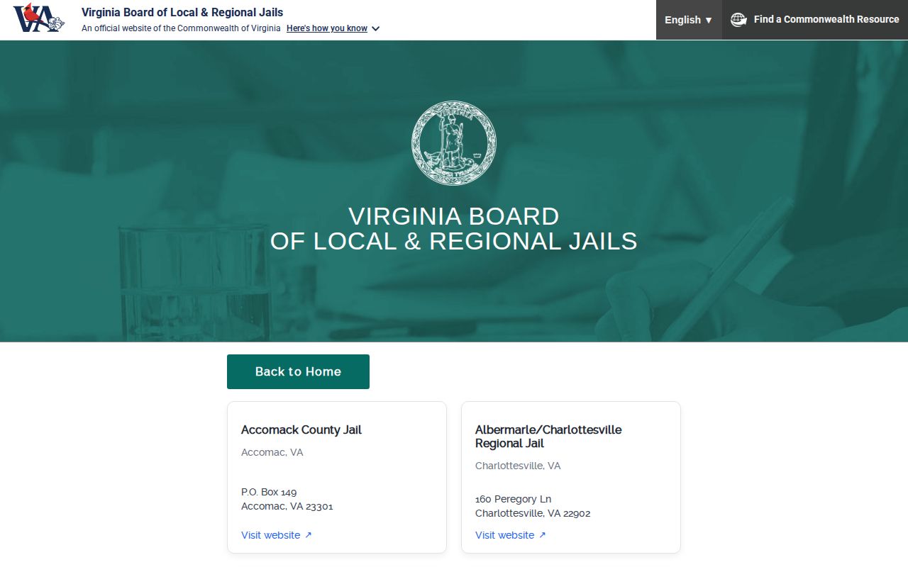 Rockbridge Regional Jail official directory for current custody records